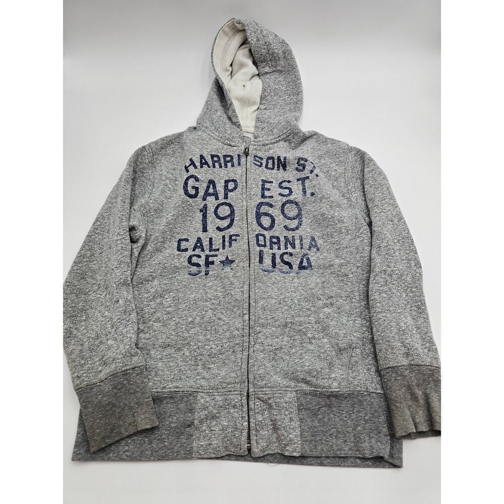 Gap Lived In Boy's Size M 8-9 Gray Hooded Zip-up Jacket
